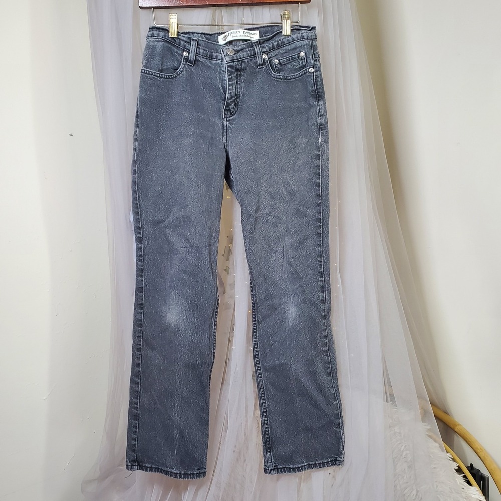 Harley Davidson Jeans 10P Fits 30x28‎ Straight  Black Denim Motorcycle Biker